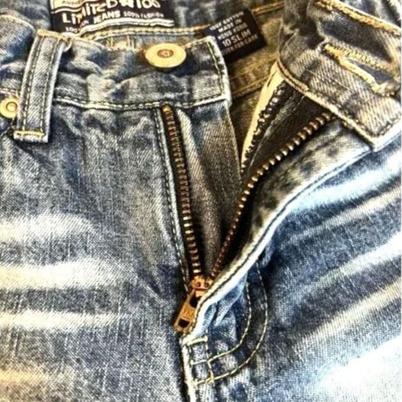 Limited Too Girls Jeans 10 Slim Bootcut Y2K Whiskered Vintage Denim Blue - Picture 7 of 15